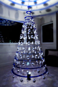 Modern Christmas Tree in blue, as seen on Shark Tank.